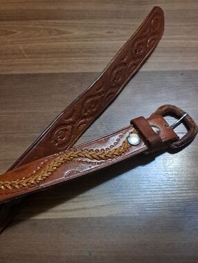 Vintage Men's Braided Leather Belt in Brown - Classic Casual